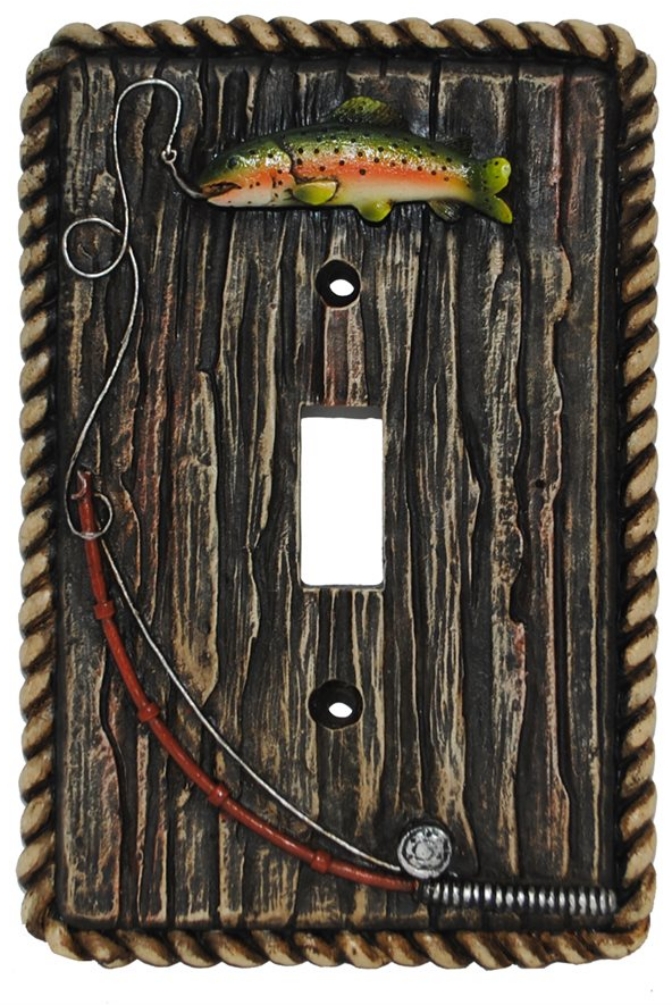 Rainbow Trout Fish & Fly Rod Single Switch Cover - Click Image to Close